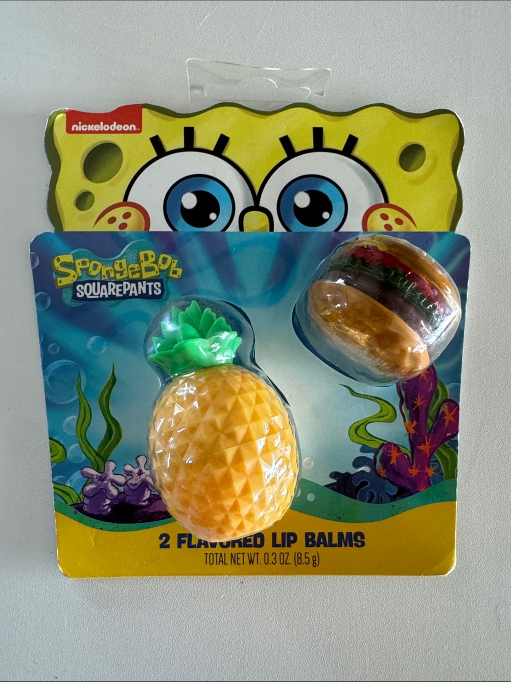 Nickelodeon SpongeBob Yellow Pineapple & Burger Kids Lip Balm Duo